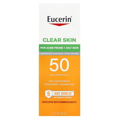 Clear Skin Lightweight Sunscreen Lotion for Face SPF 50 Fragrance Free