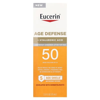 Age Defense Lightweight Sunscreen Lotion For Face SPF 50 Fragrance Free