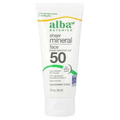 Sheer Mineral Face Sunscreen Lotion SPF 50 Fragrance Free