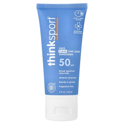 Thinksport® Face Clear Zinc Oxide Sunscreen SPF 50 Fragrance Free