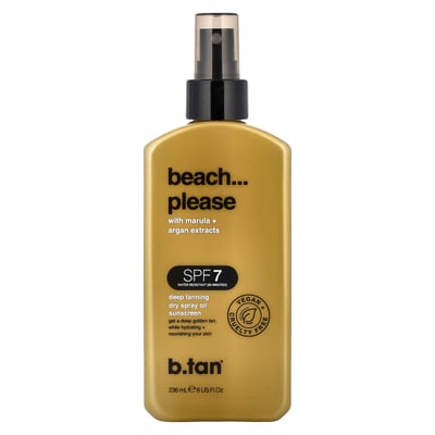 Beach...Please Dry Spray Oil Sunscreen SPF 7 Deep Tanning