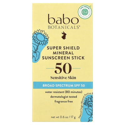 Super Shield Mineral Sunscreen Stick Sensitive Skin SPF 50 Fragrance Free