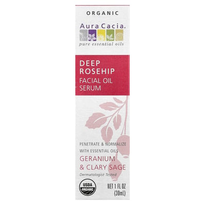 Organic Deep Rosehip Facial Oil Serum Geranium & Clary Sage