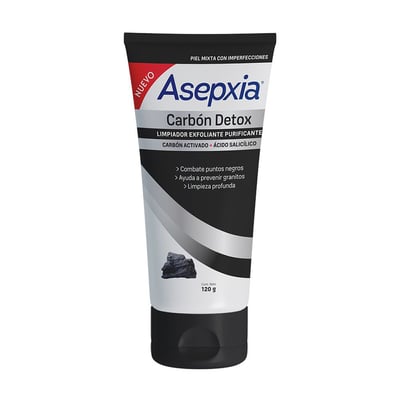 Limpiador Exfoliante Purificante Asepxia Carbón Deto
