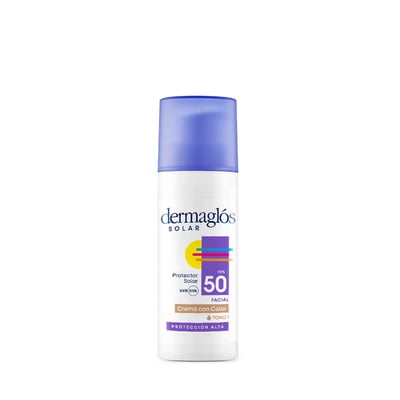Protector Solar Dermaglós Facial Fps 50+ Tono Claro Crema