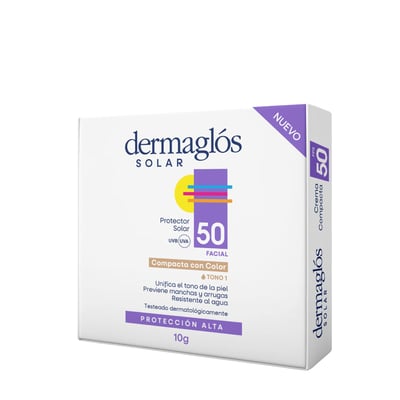 Protector Solar Facial Dermaglós Crema Compacta Fps 50+ Tono 1