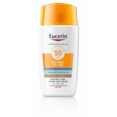 Protector Solar Facial Eucerin Hydro Fluid Tono Medio FPS 50+