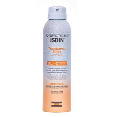 Fotoprotector en Spray Isdin Transparent Wet Skin Fps 50+