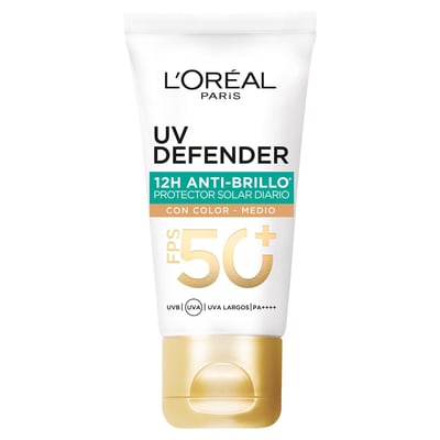 Protector Solar L'Oréal Paris Anti-Brillo Uv Defender Tono Medio Fps 50+