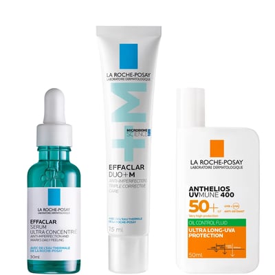 Breakout-Fighting and Post-Acne Mark Set: Effaclar Serum, Duo+M Anti Blemish Corrective Care and SPF50+