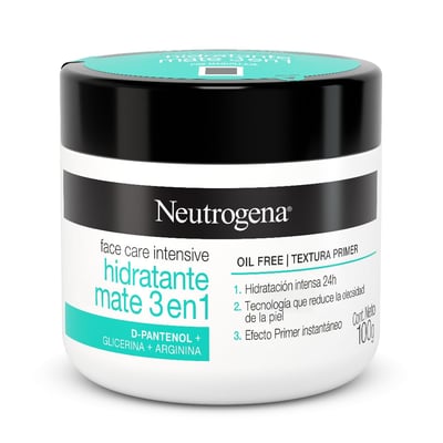 Crema Facial Neutrogena Hidratante Intesiva Mate 3 en 1