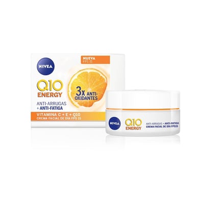Crema Facial Anti-Antiarrugas Nivea Q10 Energy + Vitamina C y E Fps 15