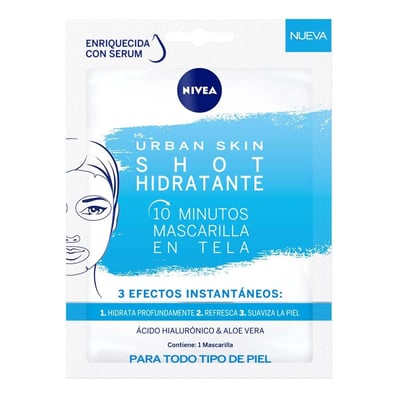 Mascarilla de Tela Nivea Urban Skin Shot Hidratante para Todo Tipo de Piel