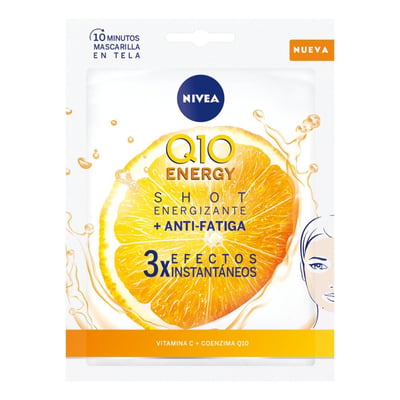 Mascarilla Facial Antiedad de Papel Nivea Q10 Energy para Pieles Sensibles