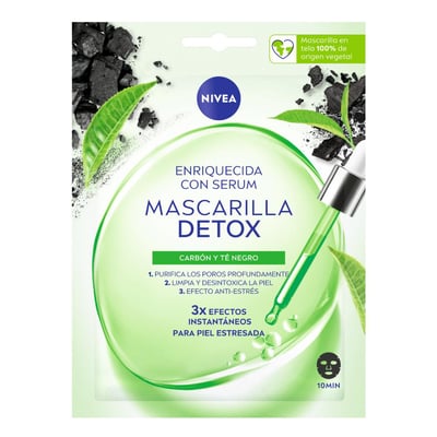 Mascarilla Facial de Tela Nivea Urban Skin Shot Detox para Piel Mixta a Grasa
