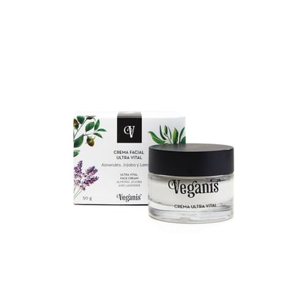 Crema Facial Veganis Ultra Vital con Almendra, Jojoba y Lavanda