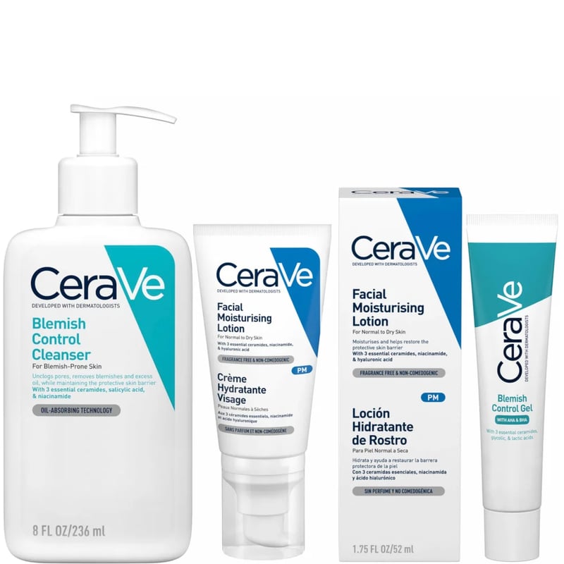 CeraVe - 3-Step Blemish Control and Moisturising Evening Routine for Oily to Blemish-Prone Skin with Salicylic Acid