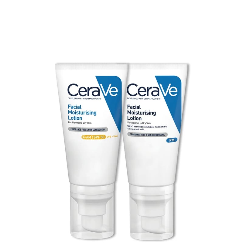 CeraVe - Day & Night Facial Moisturising Duo for Dry Skin with SPF 50 and Niacinamide