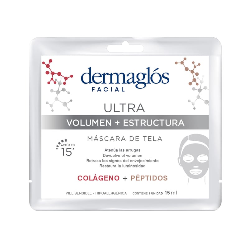 Dermaglós - Máscara de Tela Dermaglós Ultra Volumen y Estructura