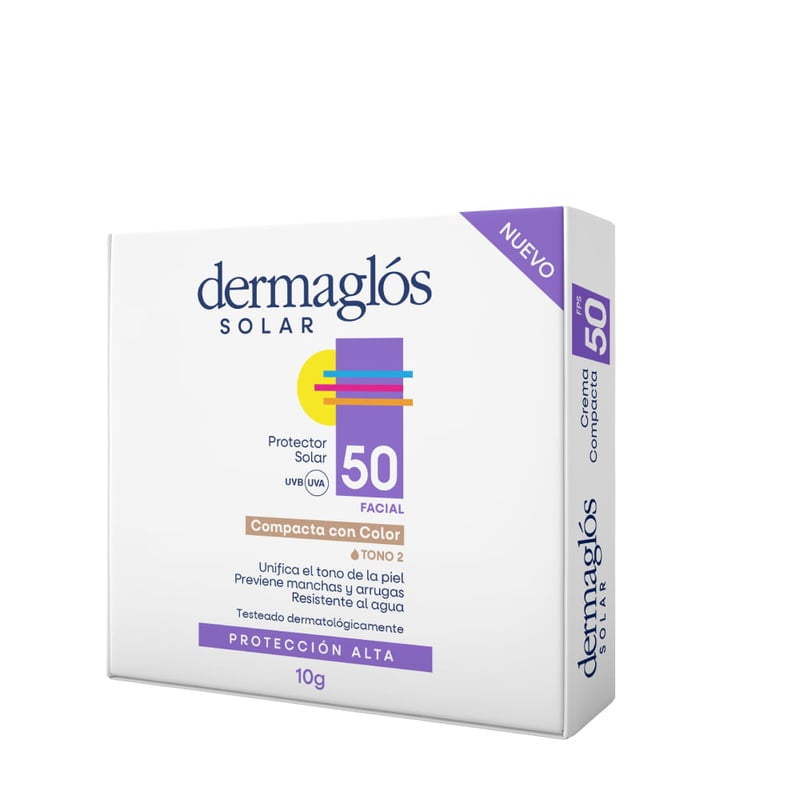 Dermaglós - Protector Solar Facial Dermaglós Crema Compacta Fps 50+ Tono 2