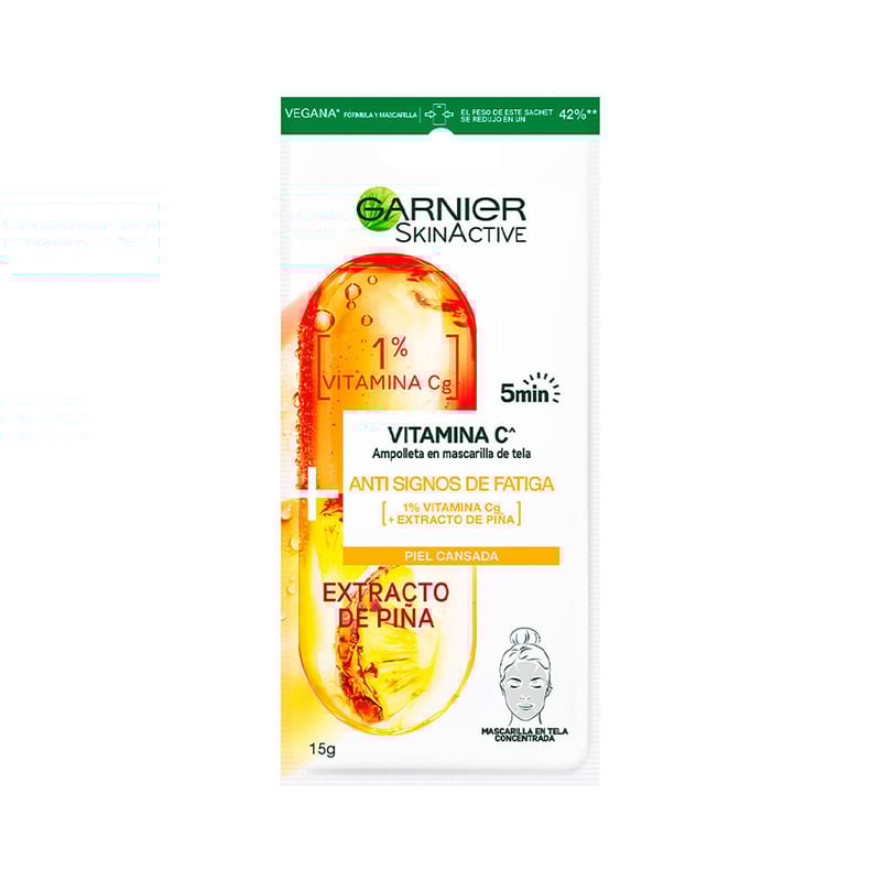 Garnier - Ampolla en Mascarilla de Tela Garnier con Vitamina C y Ananá