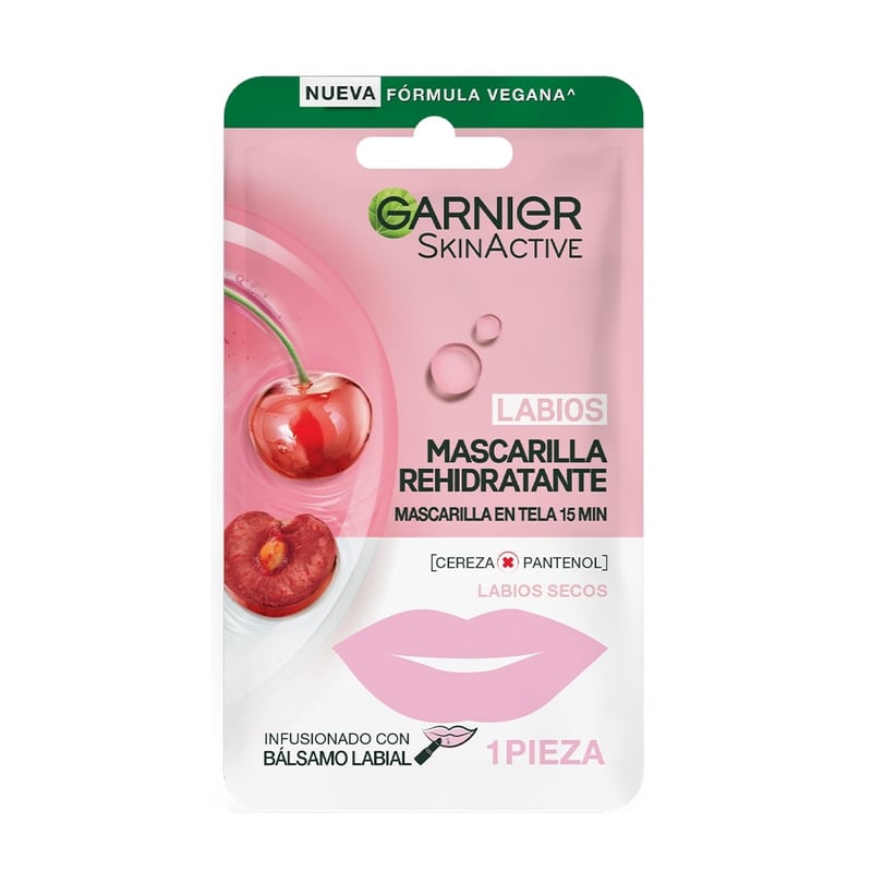 Garnier - Mascarilla en Tela para Labios Hidratante Garnier con Cereza y Pantenol
