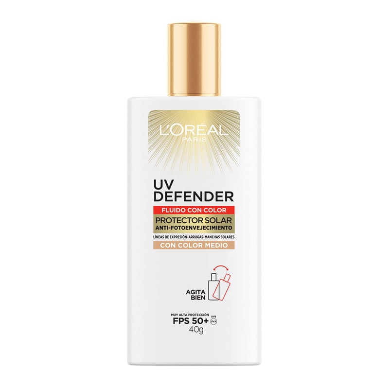 L'Oreal París - Protector Solar L'Oréal Paris UV Defender Fluido Tono Medio Fps 50+