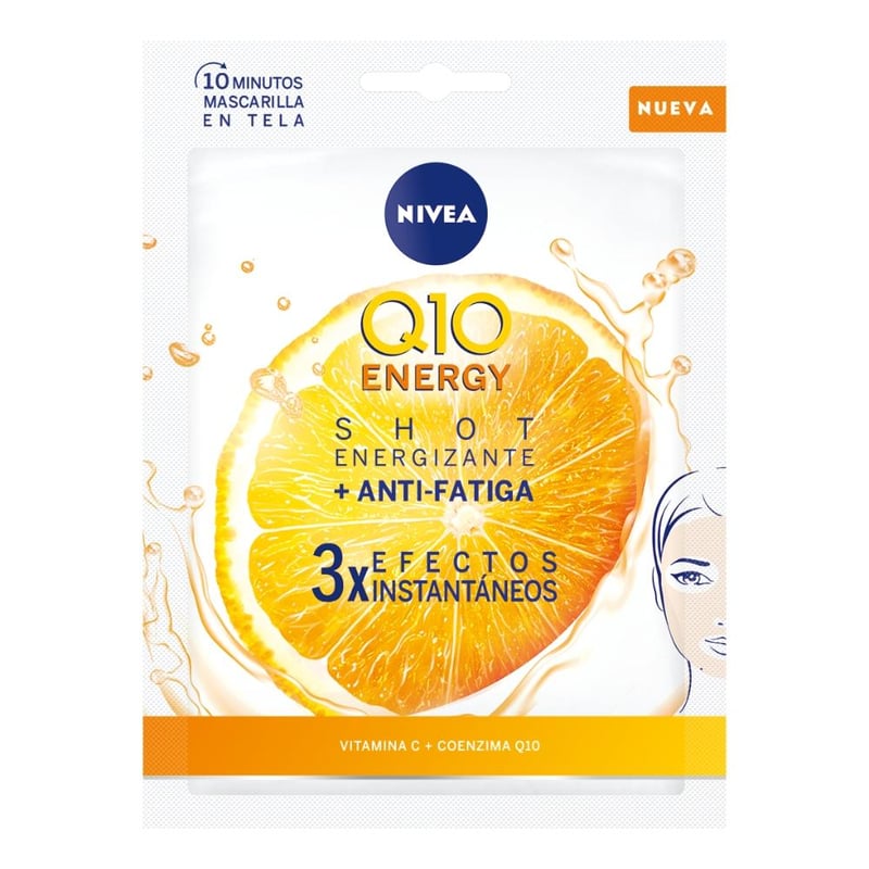 Nivea - Mascarilla Facial Antiedad de Papel Nivea Q10 Energy para Pieles Sensibles